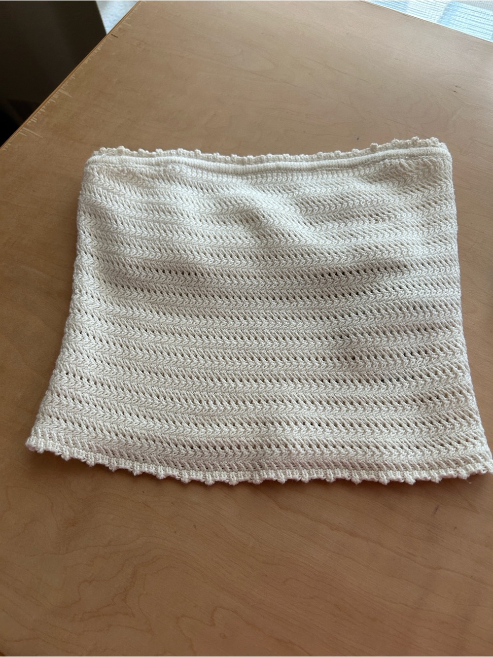 Cream Knit Crochet Tube top